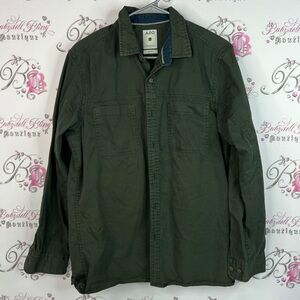 AJIO button up shirt top Men's Olive Green Shirt Jacket blue